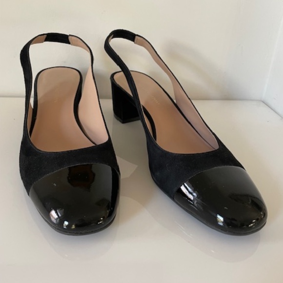 Stuart Weitzman Addy Suede and Patent Slingback Pumps - Picture 5 of 11